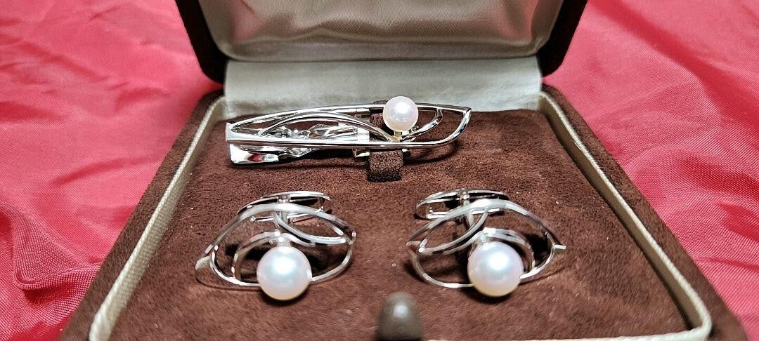 Mikimoto Tie Pin Cufflinks Pearl Silver 925 1 Point Storehouse