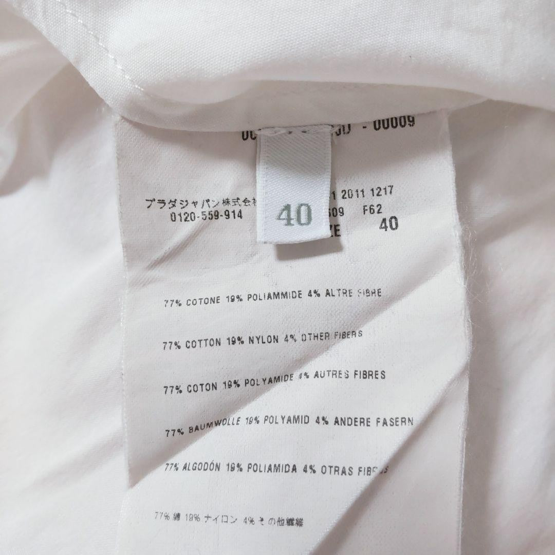 USED PRADA LONG-SLEEVED FRILL BLOUSE WITH BACK RIBBON GOOD
