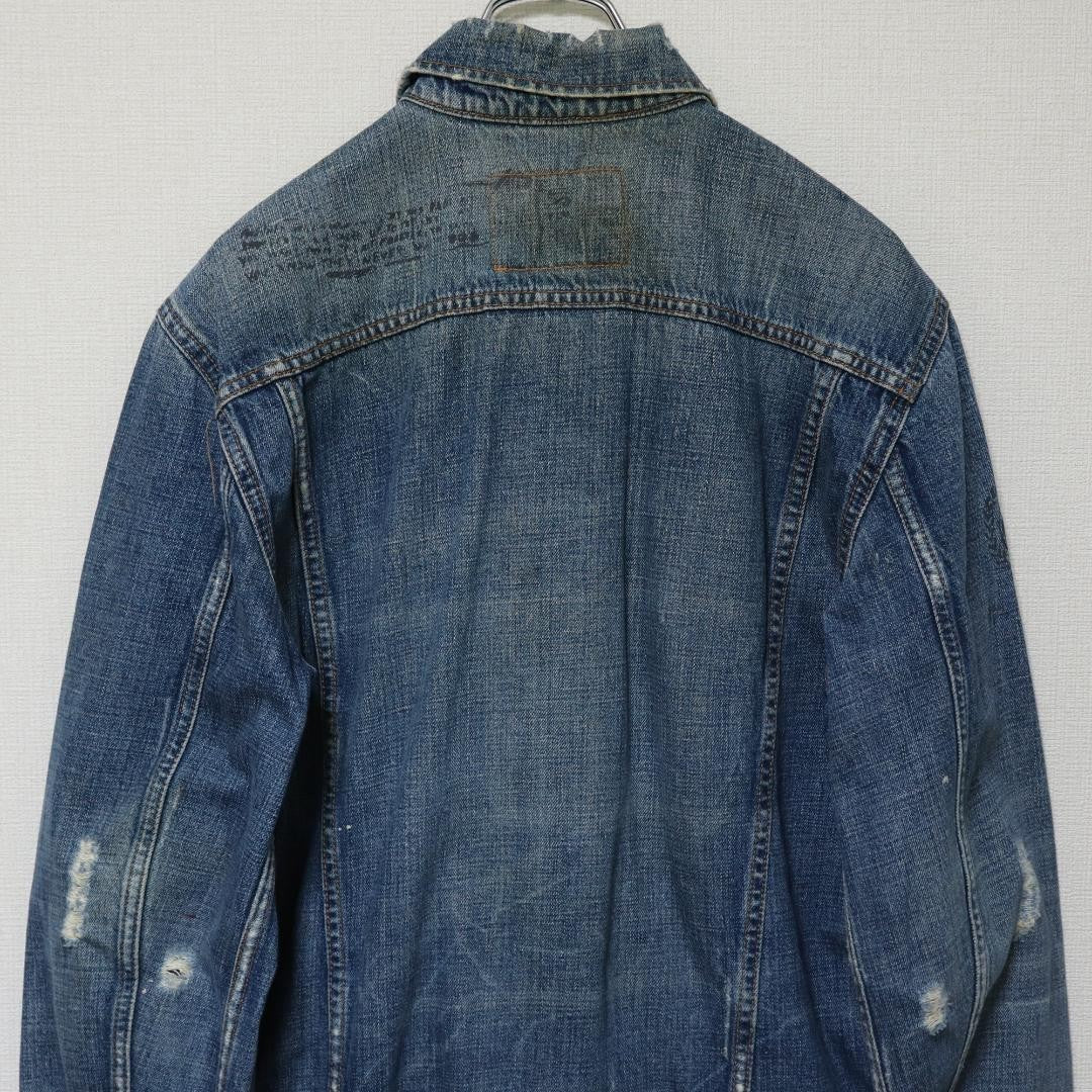 2000s EZRA FITCH Denim Jacket Distressed Turkey Made M