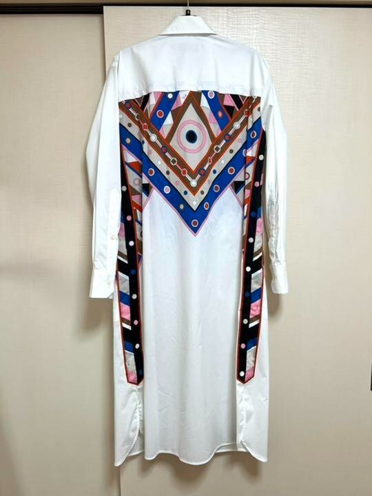 Emilio Pucci shirt dress Women's Size 40 Cotton White Long Sleeves Italy New