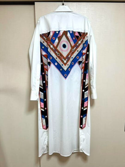 Emilio Pucci shirt dress Women's Size 40 Cotton White Long Sleeves Italy New
