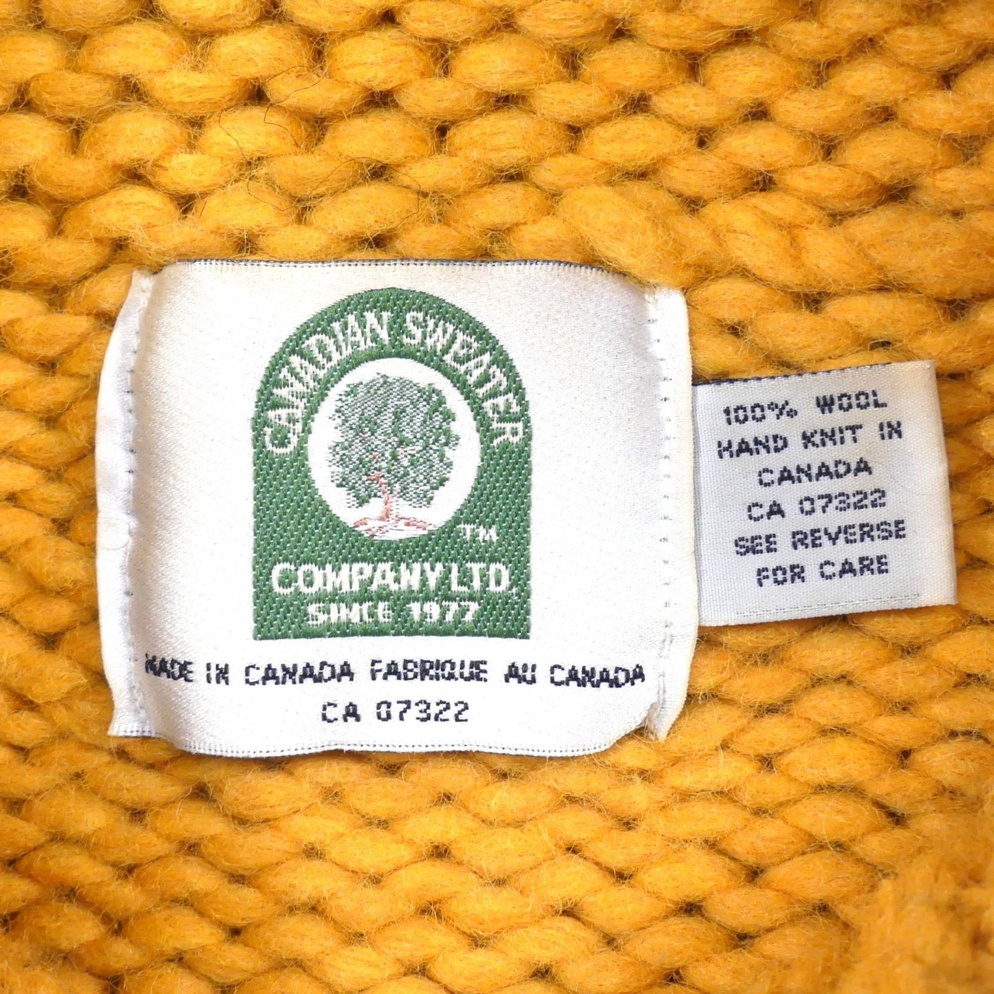 CANADIAN Cowichan Sweater 2XL Knit Yellow Vintage Made in Canada