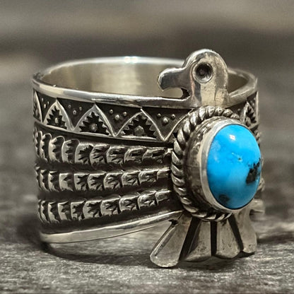 Darrell Cadman Navajo Turquoise Silver Thunderbird Ring