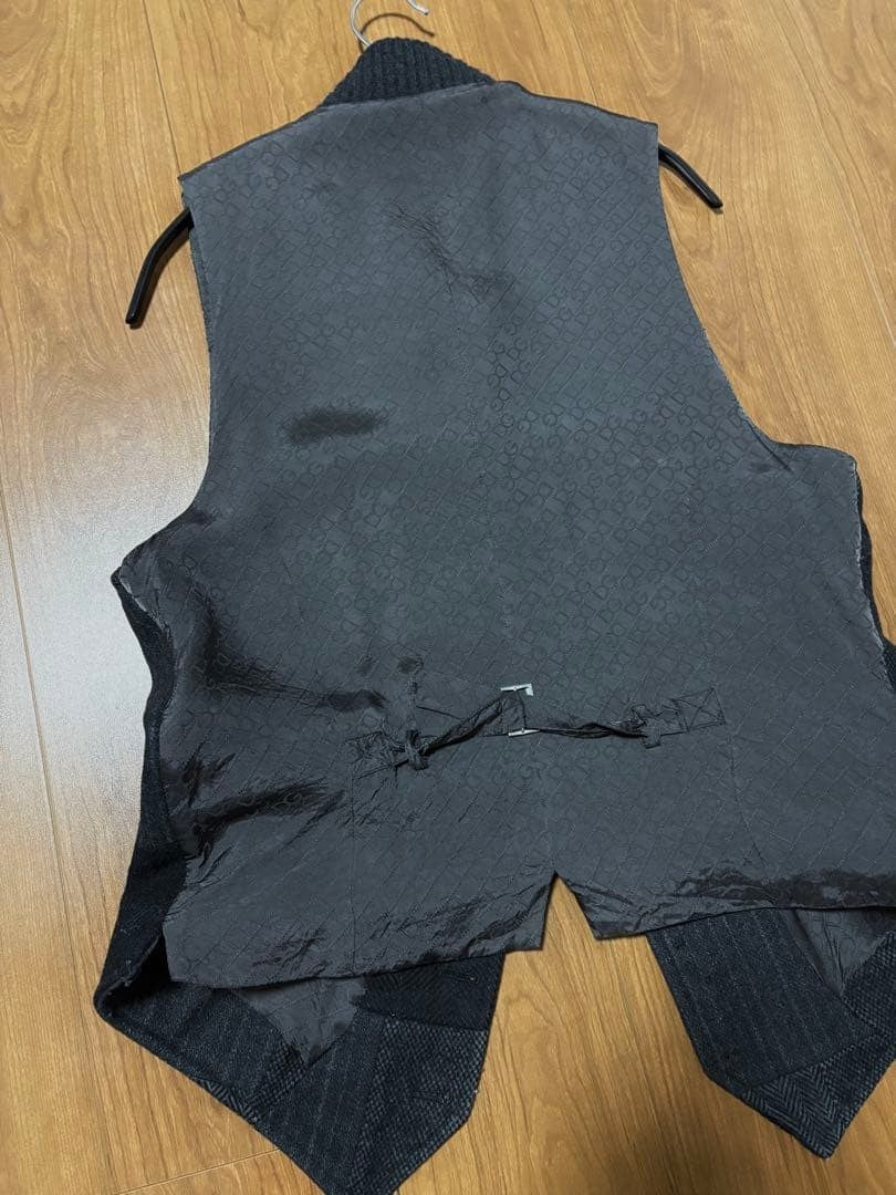 Dolce & Gabbana Wool Collared Patchwork Vest Gilet Black Size 48 Back Belt
