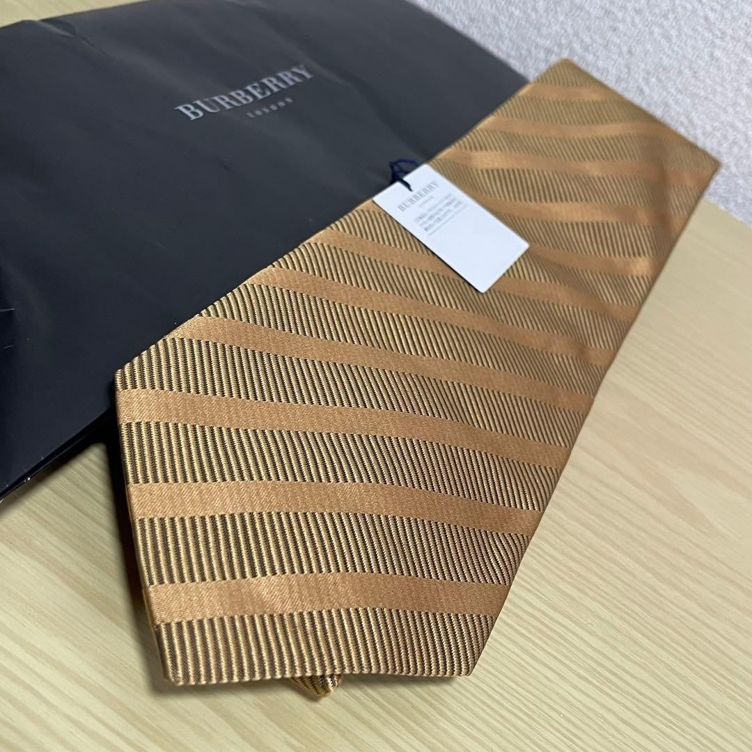 Burberry Tie Striped Border Glossy Elegant Gorgeous Fashionable USED NO BOX
