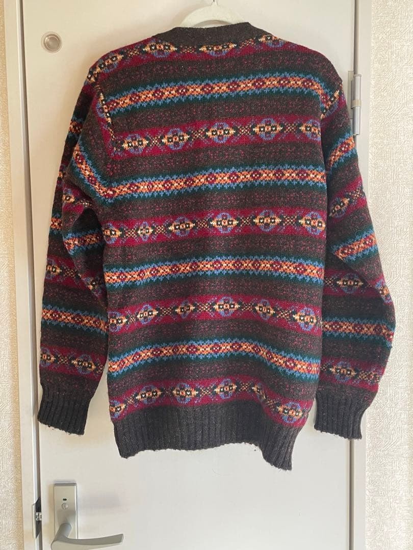 Jamieson Multicolor Wool Cardigan Norse Pattern Warm Casual Used