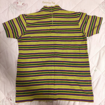 USED REDUCED PRICE RETRO ISSEY MIYAKE STRIPED SKIRT SET (SIZE M) GOOD