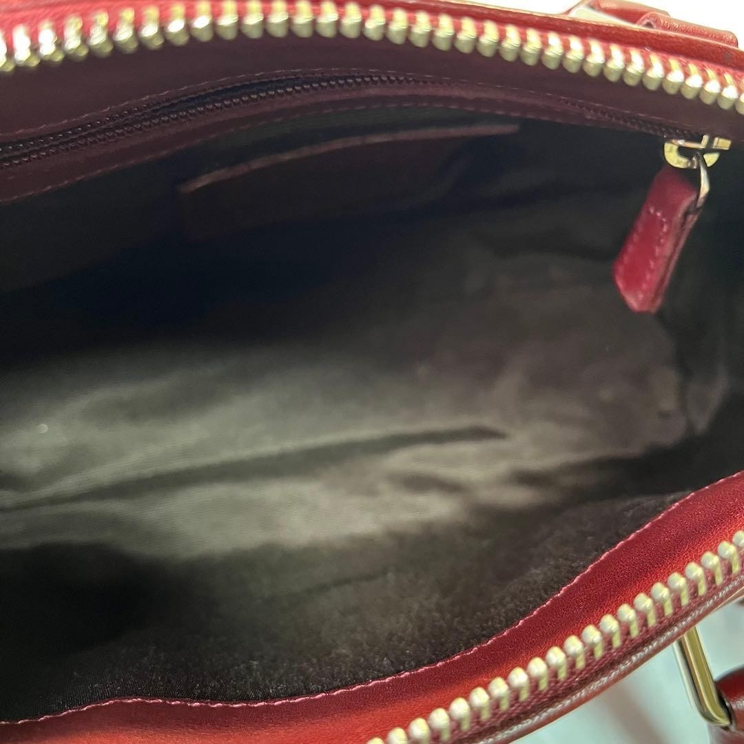 COACH 9421 Vintage 2Way Shoulder Bag Leather Wine Red Handbag Authentic