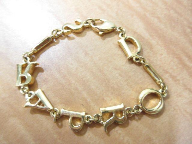 Authentic Christian Dior DIOR PARIS Logo Bracelet Gold Tone GP Vintage Jewelry