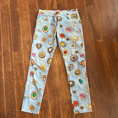 Moschino Denim Pants Size M Women Luxury Designer Rare Model Limited Edition