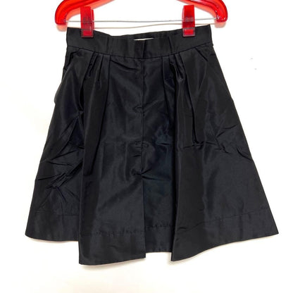 USED PRADA NYLON MINI SKIRT WITH FRONT BUTTONS, BLACK, SIZE 40, VINTAGE GOOD
