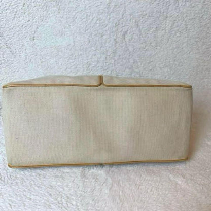 Tod's Canvas Tote Bag Large Capacity White Leather Trim Used Japan