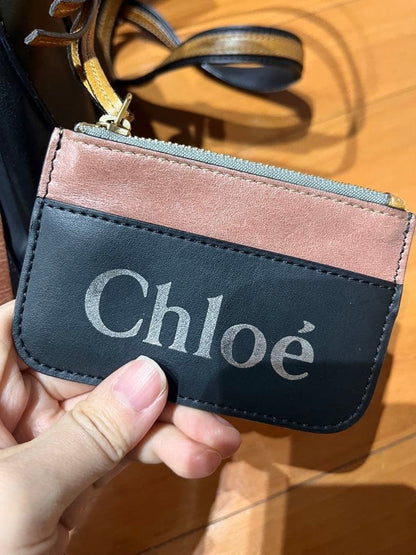 Chloe Sam Mini Boston Leather Shoulder Bag Black 2way Strap Included W/Coin case