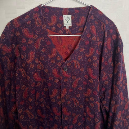 South2 West8 Paisley V-Neck Army Shirt HM859 20AW Size L