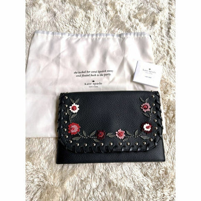 Kate Spade NY Madison Avenue Daniels Vita Embellished Floral Clutch Handbag Used