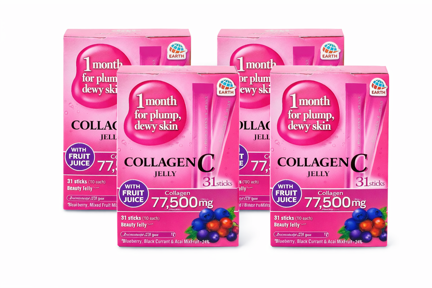 Earth Collagen C Jelly berry Acai Blueberry Cassis 10g 31sticks x 4 set Japan