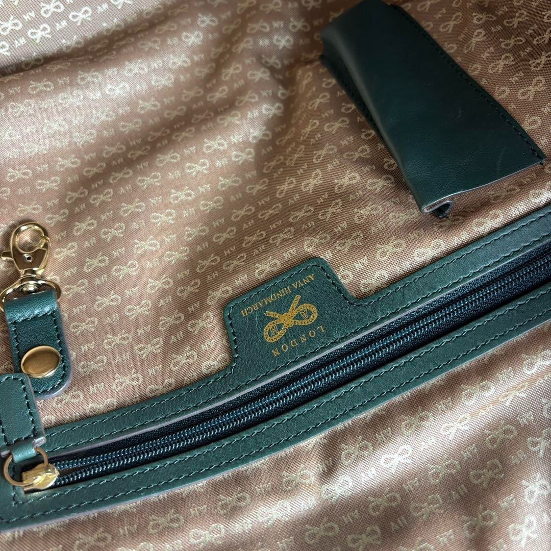 Anya Hindmarch Women Bag Leather 2Way Shoulder Green Limited Edition VHTF Popula