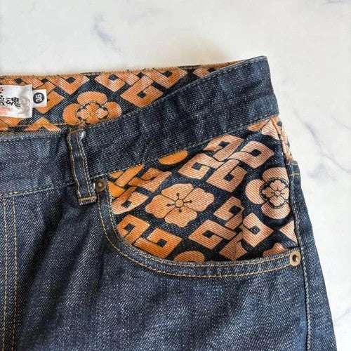 New Karakuri Tamashii Dragon Embroidered Denim Pants, Size 36, Sold Out