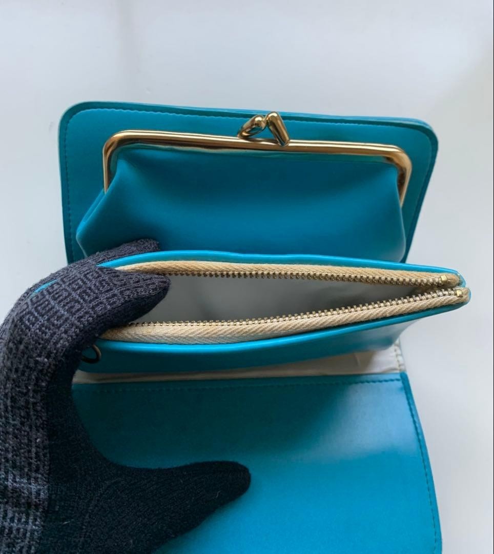 Turquoise Blue Bifold Wallet Showa Retro