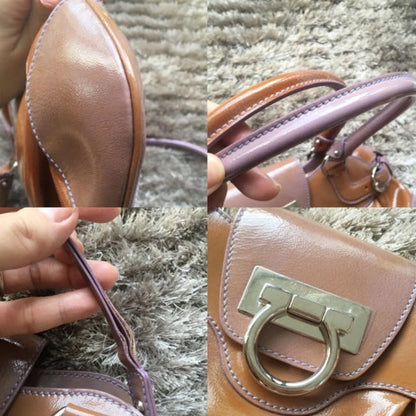 Ferragamo Women Bag Gancini , Handbag, Shoulder Brown Limited Edition VHTF Rare