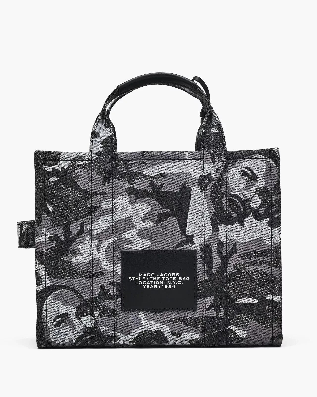 MARC JACOBS The Marc Camo Denim 2way Tote Bag Medium Signature Product Logo New