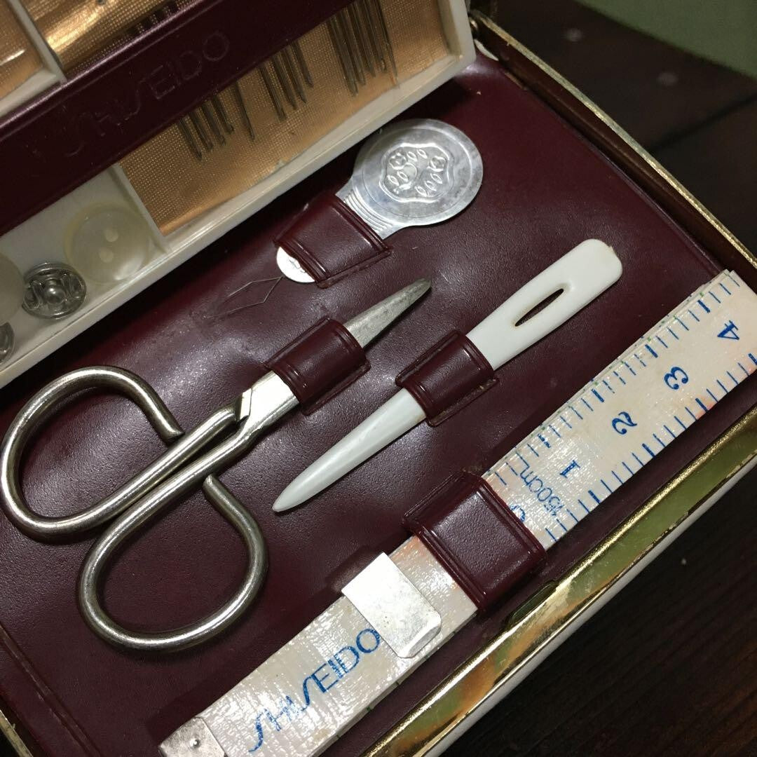 Shiseido novelty, corporate object, Showa Retro sewing set, not for sale.
