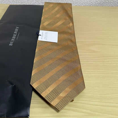 Burberry Tie Striped Border Glossy Elegant Gorgeous Fashionable USED NO BOX
