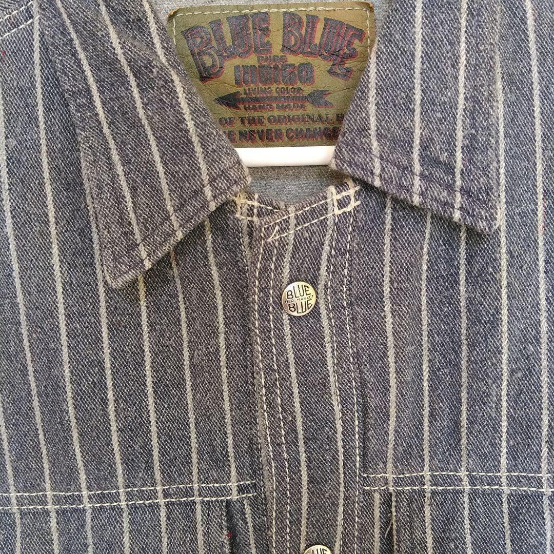 Rare BLUE BLUE Striped Denim Jacket - Japan Size L