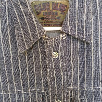 Rare BLUE BLUE Striped Denim Jacket - Japan Size L
