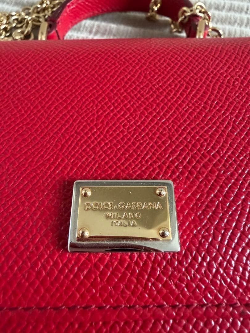 Dolce&Gabbana Sicilian VON Leather Chain Wallet Bag Red