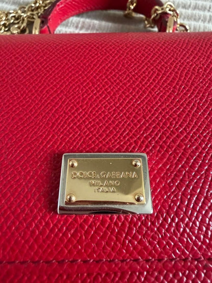 Dolce&Gabbana Sicilian VON Leather Chain Wallet Bag Red