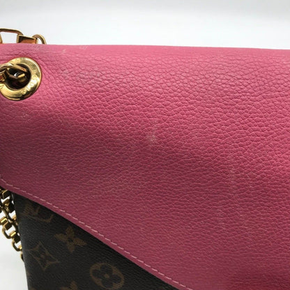 Louis Vuitton Monogram Pallas Chain Shoulder Bag Rose Brown Womens Authentic