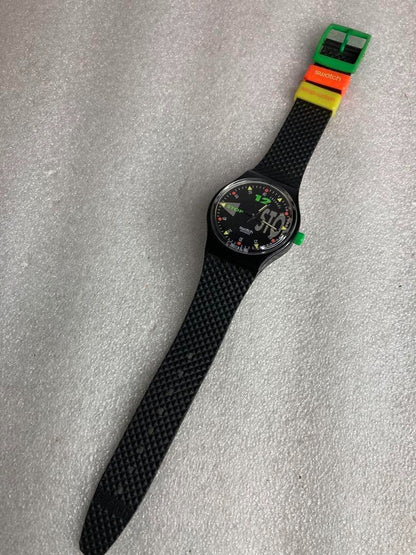 Swatch Analog Quartz Men 90'S Stopwatch Black Vintage 492422670