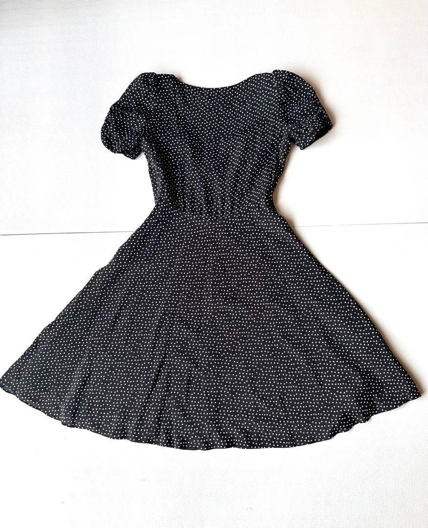 RRL RALPH LAUREN V-neck Chiffon Print Dress Women Size 1 Silk A-line Black JP