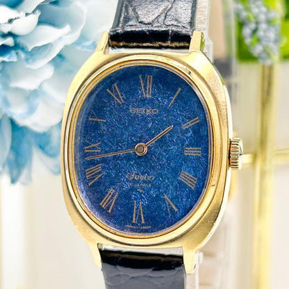 Seiko Socie Mechanical Dress Watch Blue Dial Vintage Timepiece Excellent