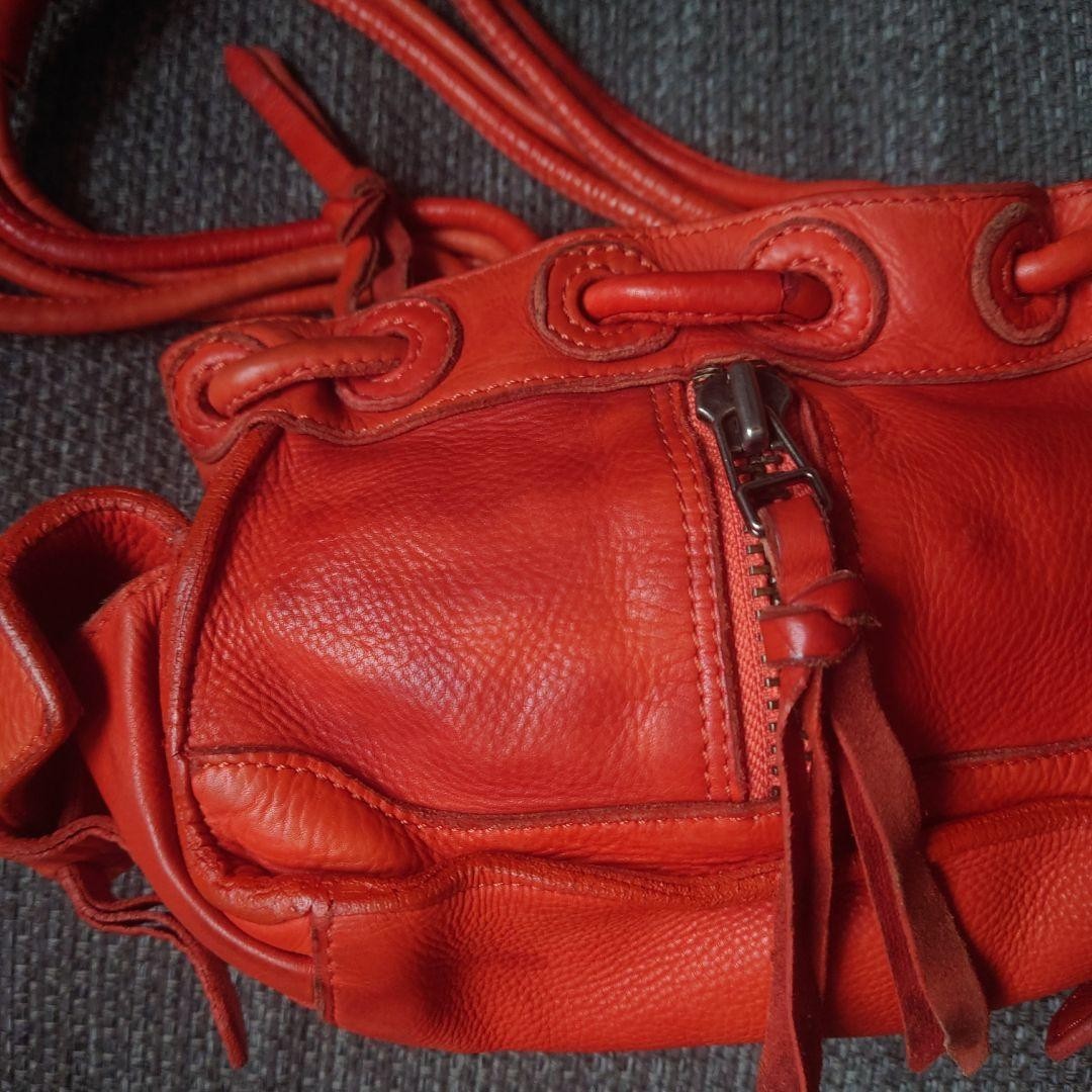 Diesel Women Orange Genuine Leather Handbag Zipper Braided Design Luxury Modern