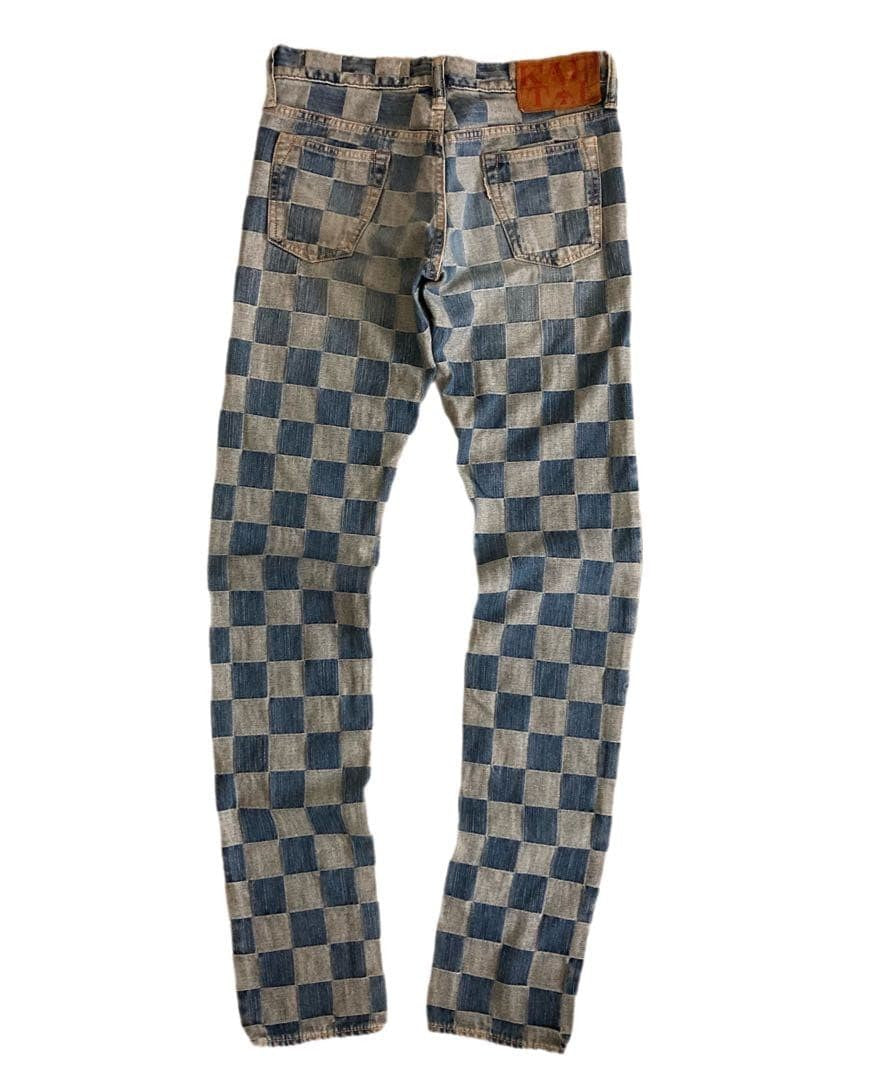KAPITAL Ichimatsu Patchwork Denim Pants 28 Used Blue Jeans JAPAN