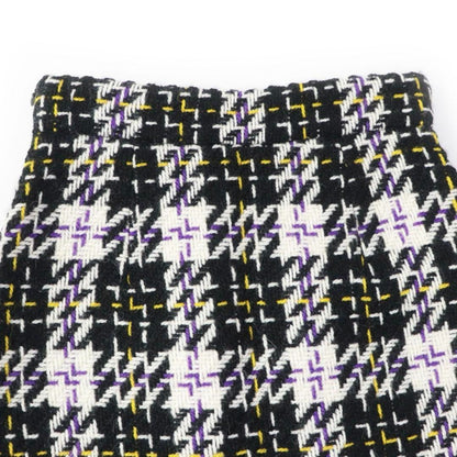 Miu Miu Tweed Trapezoid Skirt Black White Check Pattern Wool 100% Size 38 Italy
