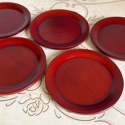 BUNACO Akane Wooden Plates Set of 5 Flat Dishes Beech Wood Japan