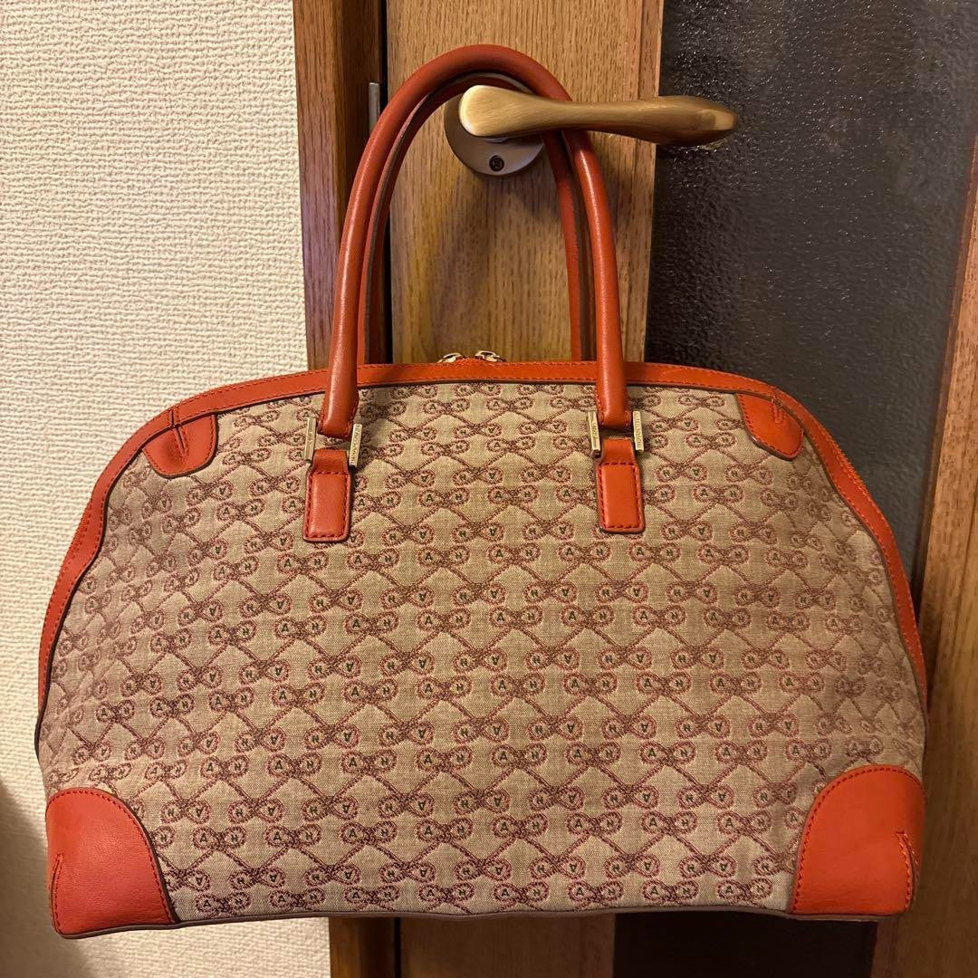 Anya Hindmarch Handbag Dome Total Pattern Canvas Leather Orange