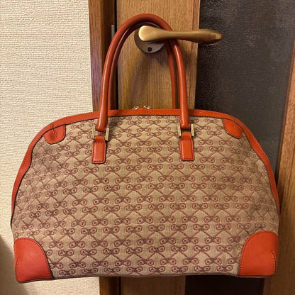 Anya Hindmarch Handbag Dome Total Pattern Canvas Leather Orange