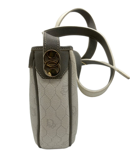 Dior Honeycomb Shoulder Crossbody Bag White Canvas Leather Vintage Authentic