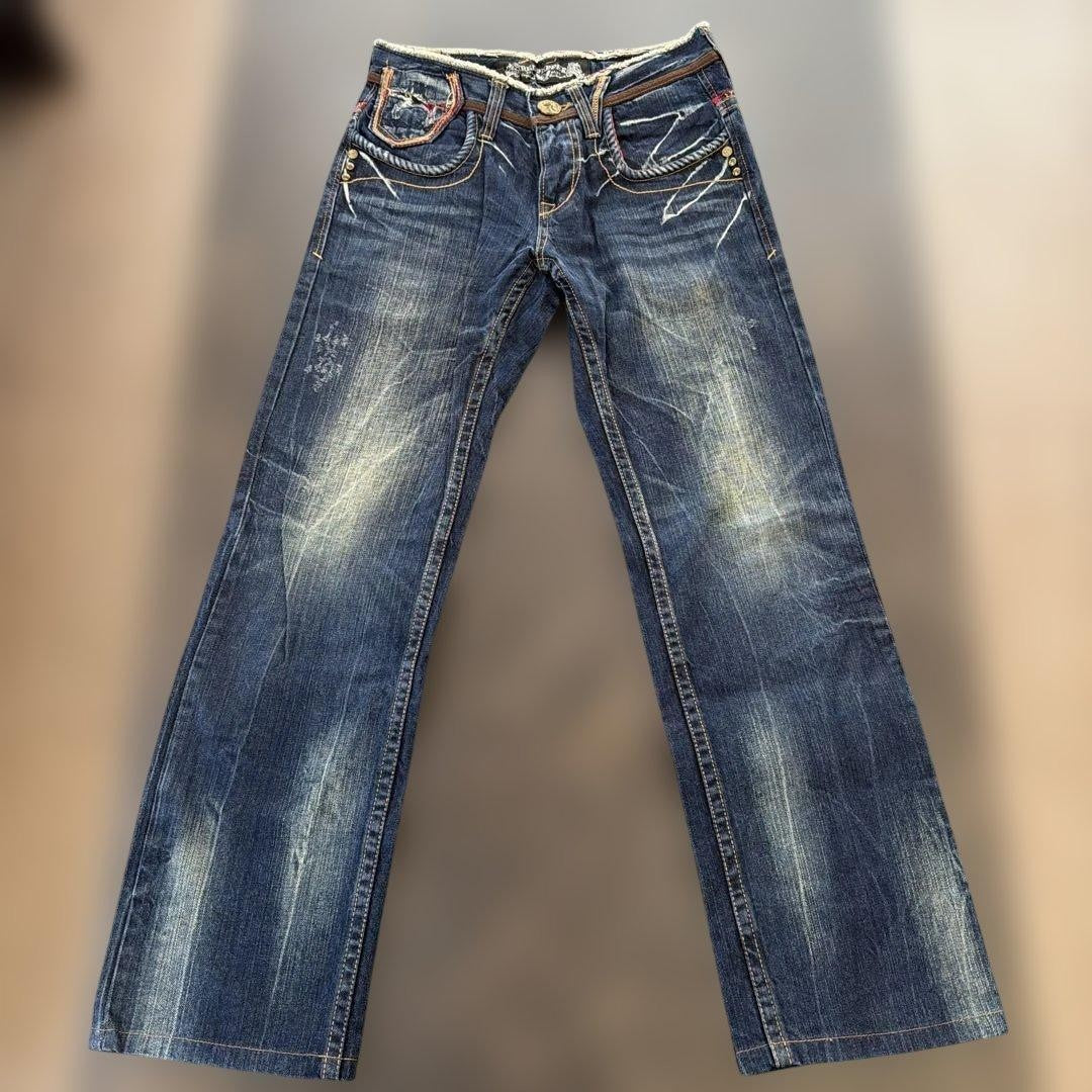 RED PEPPER Denim Jeans Size 28 Y2K Style Used Look Embroidery