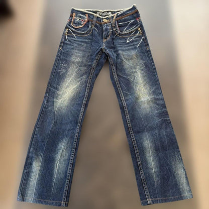 RED PEPPER Denim Jeans Size 28 Y2K Style Used Look Embroidery