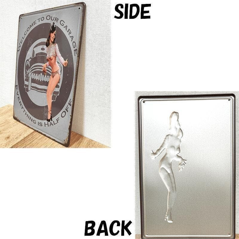 Tin Sign Car Stylish Vintage Sexy Antique Garage