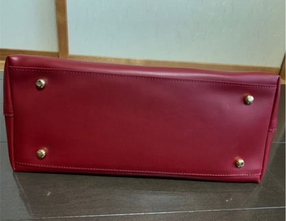 Spick and Span Red Leather Tote Bag A4 Size Genuine Leather Stylish Authentic