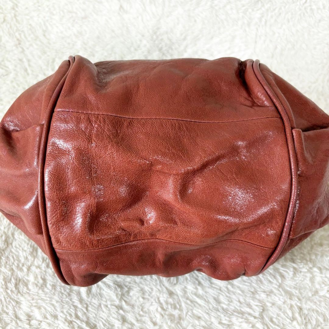 Chloe Ethel Handbag Red Orange Leather Logo Plate Top Handle No Strap Authentic