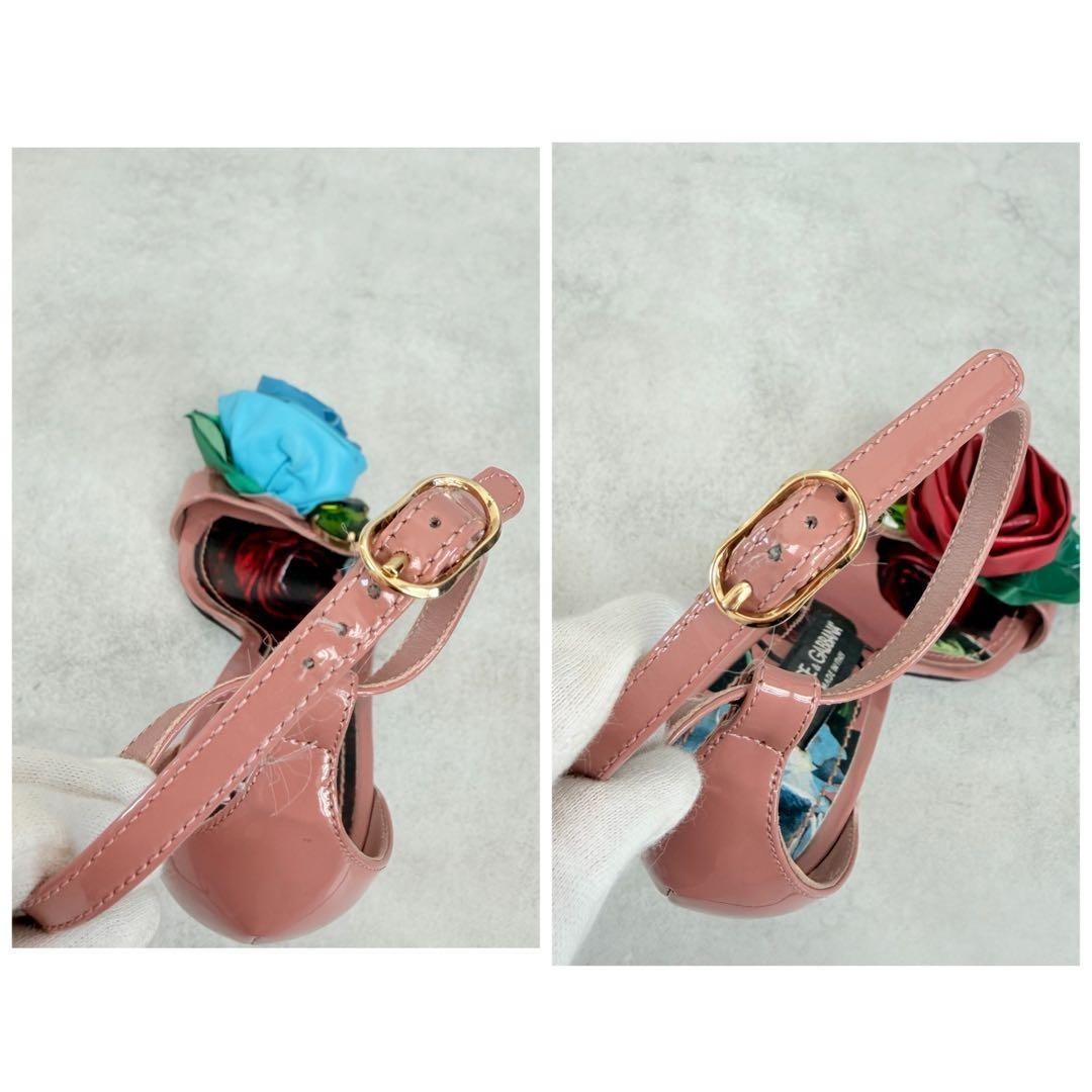 DOLCE & GABBANA Ankle Strap Rose Heels Sandals Women Size 37 US 7 Pink Red Blue