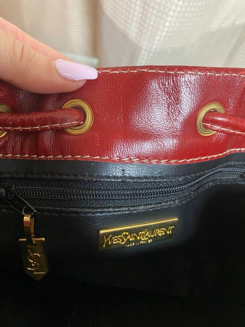 Auth Saint Laurent Shoulder Bag Crossbody YSL Cassandra Charm Leather Red JP