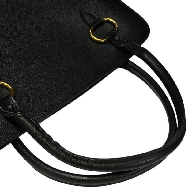 DELVAUX Women's Black Leather Sepia Tote Shoulder Bag with D Charm Used